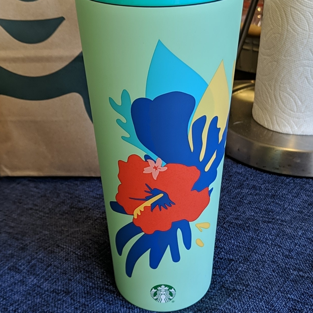 Starbucks teal hibiscus tumbler